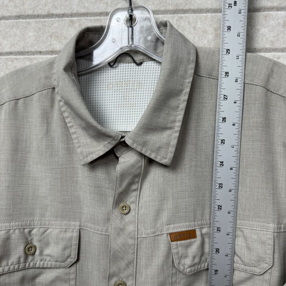 Orvis Men’s Short Sleeve Button Up Shirt Dual Flap Chest Pockets Size XL Tan - Picture 9 of 10